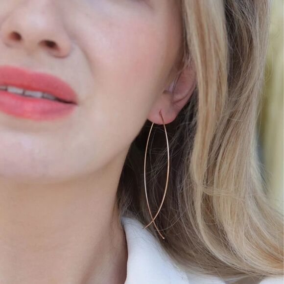 Gold Fish Silhouette Wire Drop Earring - Picture 3 of 13